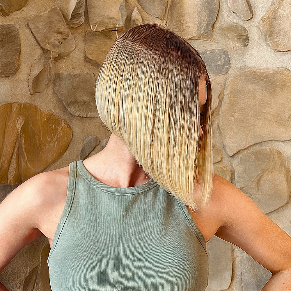 Blonde Balayage A-Line Blunt Bob Hairstyle