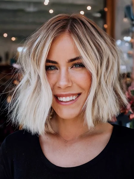 A Blonde Beachy Blunt Bob