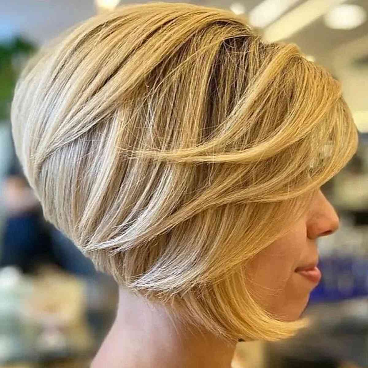 Blonde Bob with a Higher Stacked Back