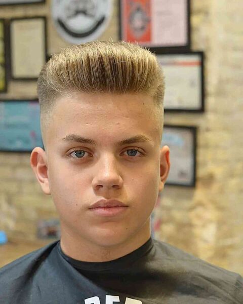 A Blonde Flat Top with Shaved Sides for Boys
