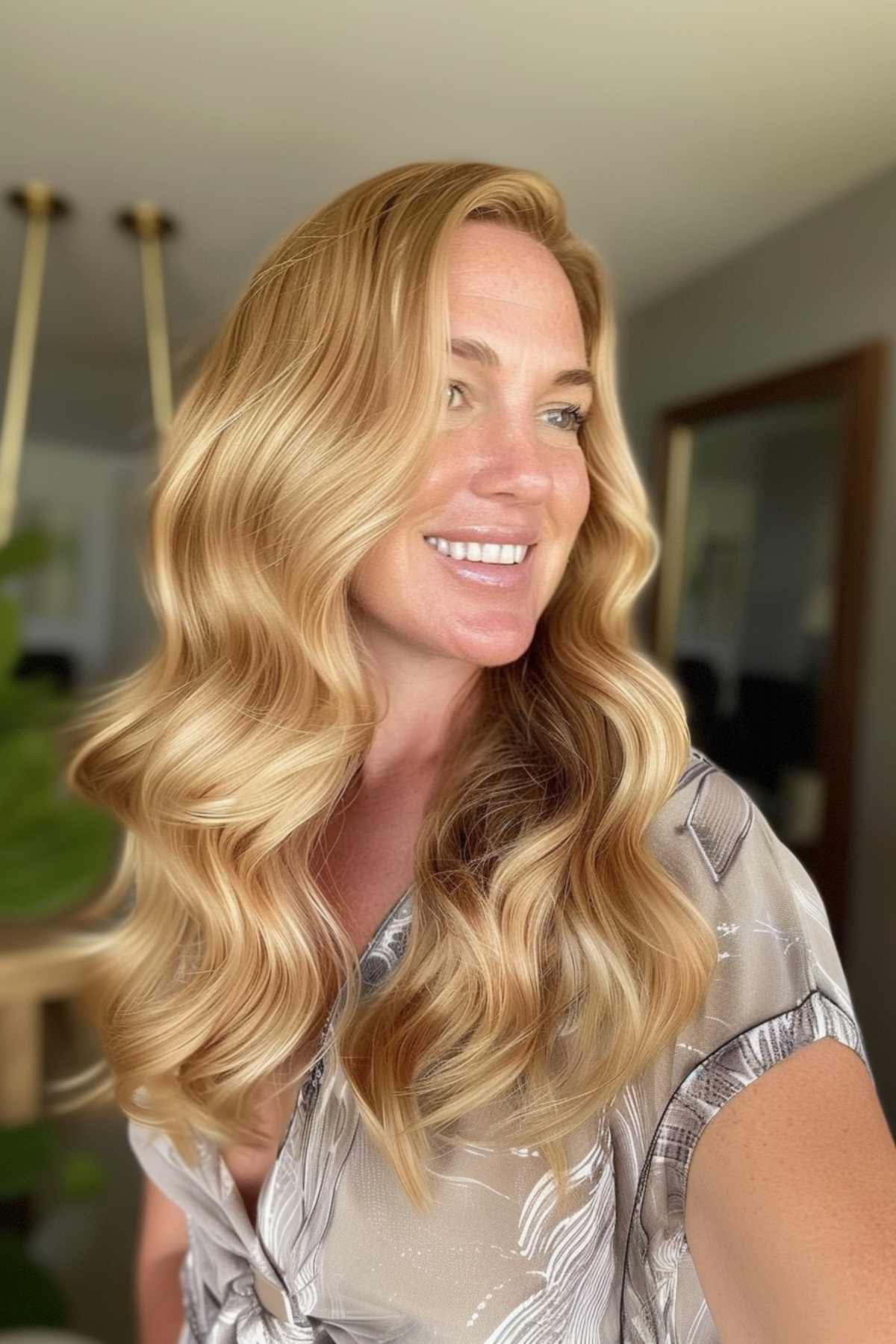 Golden blonde highlights in sunlit hair