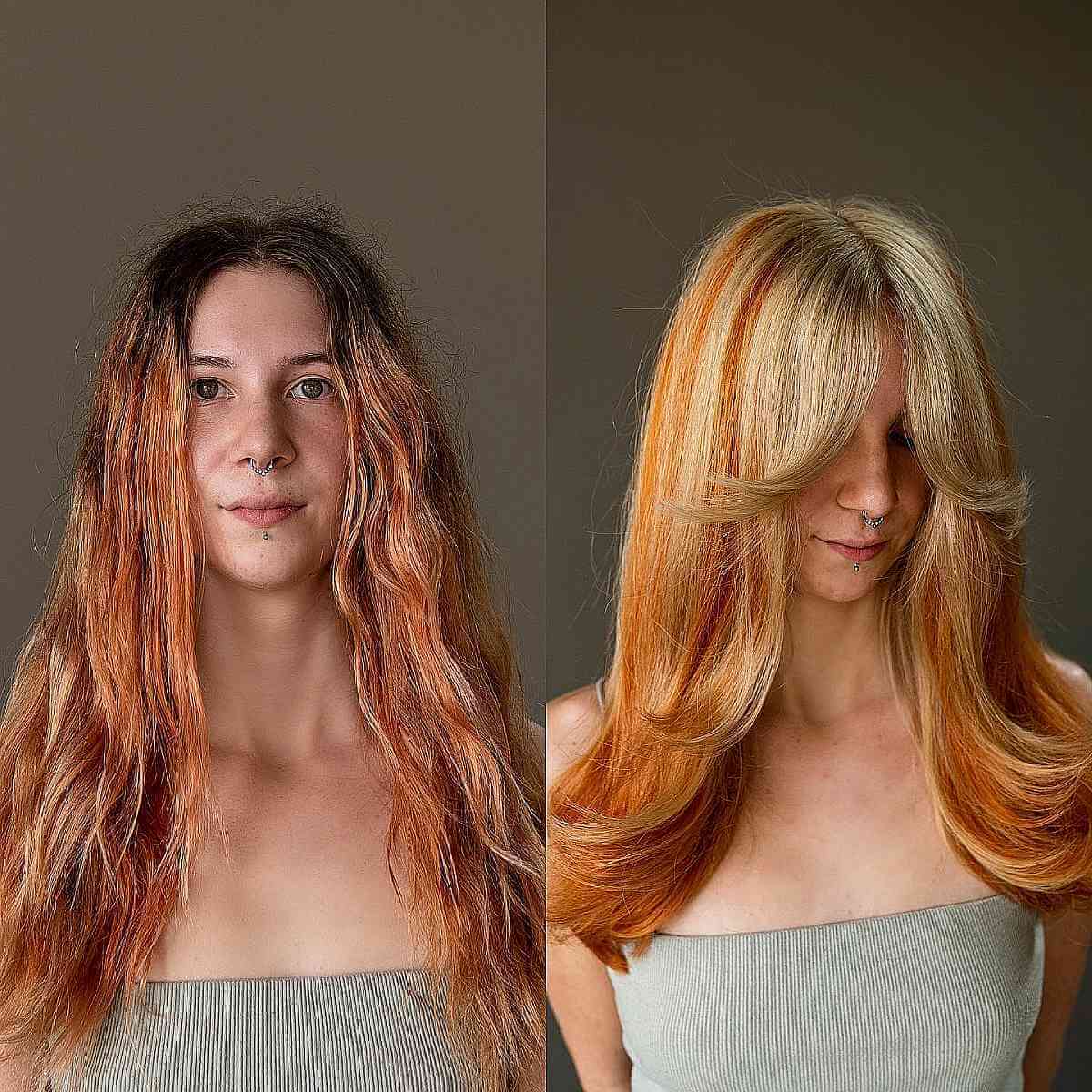 Blonde Hair with Orange Highlights