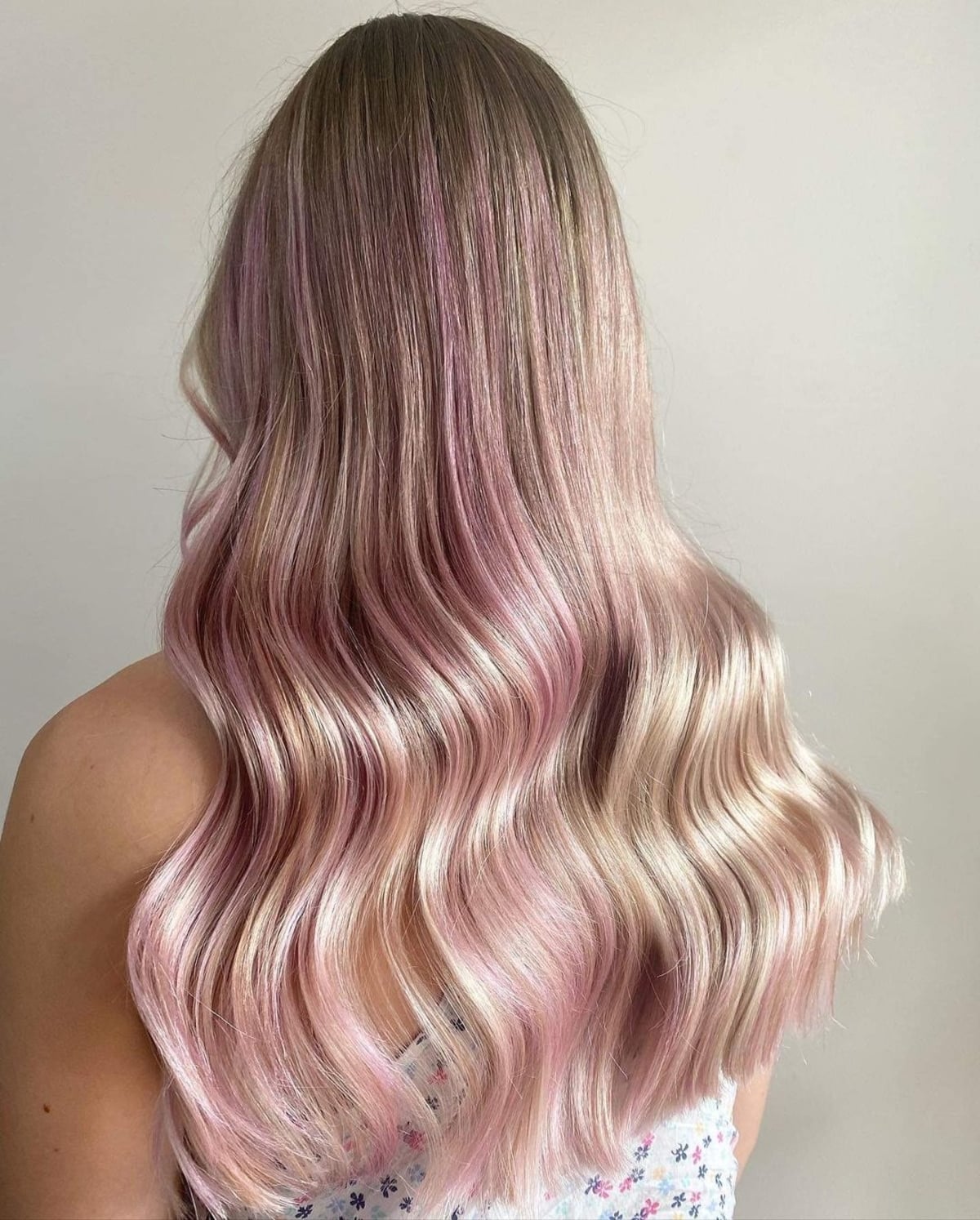 Blonde hair with pink streaks