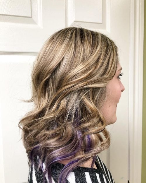Blonde Hair with Purple Highlights Underneath