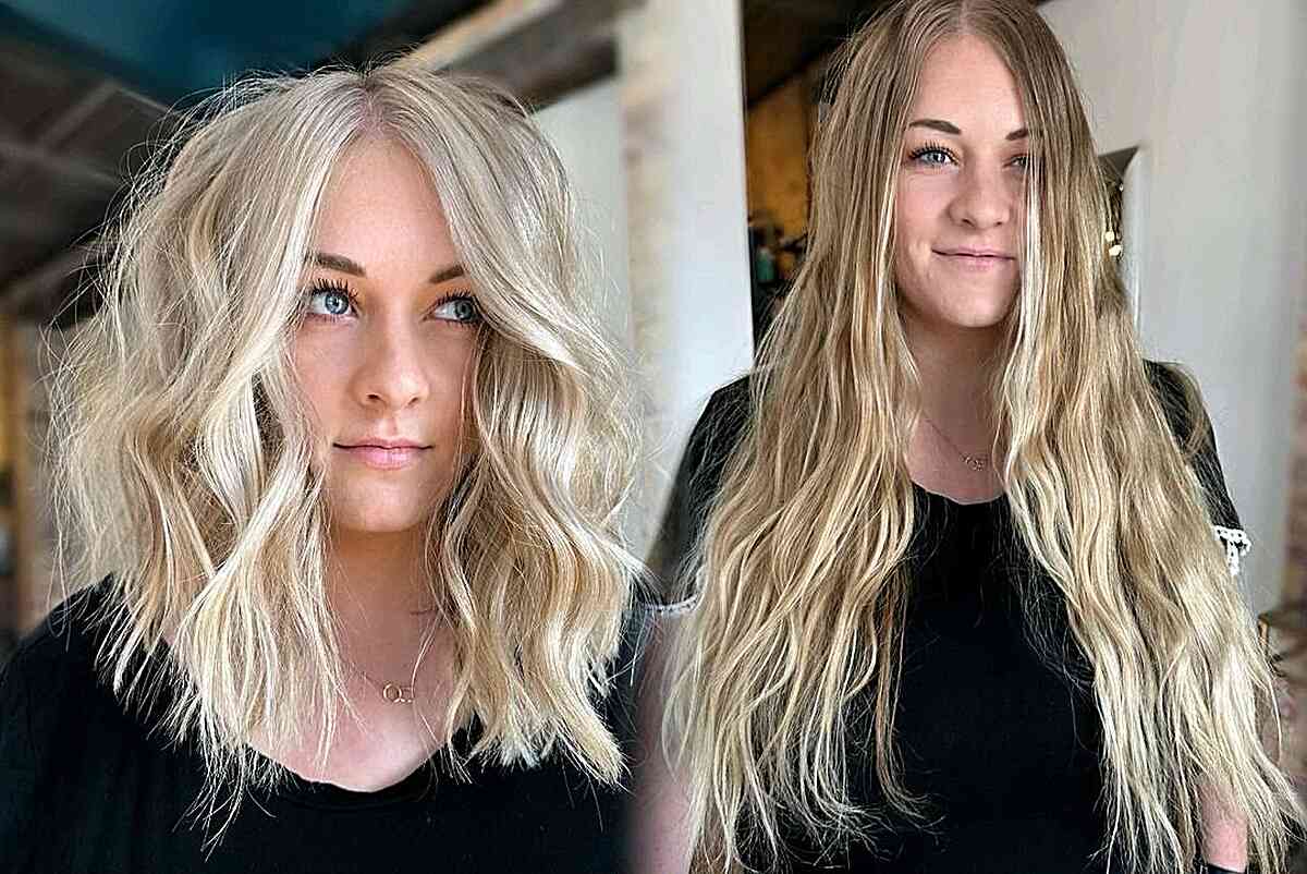 Blonde Lob with Crown Volume for Thin Hair