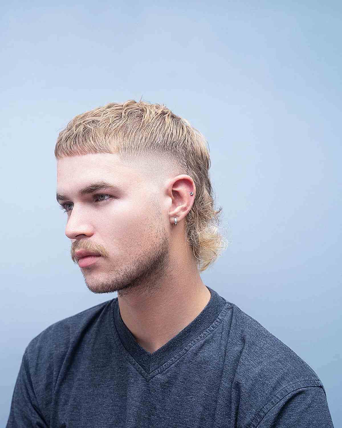 Blonde Mullet with a Temp Fade 