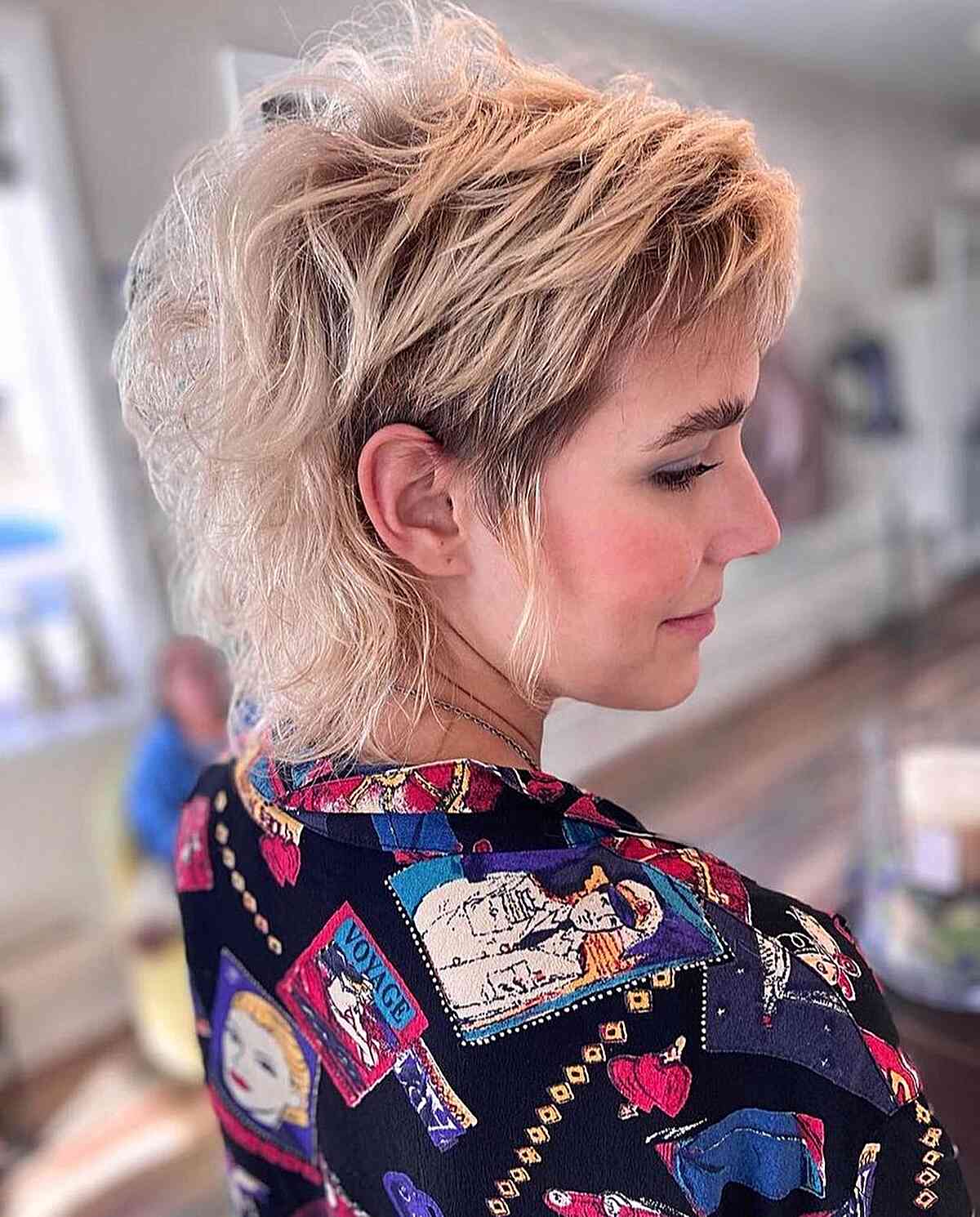 Blonde Shag Mullet for women with an edgy vibe
