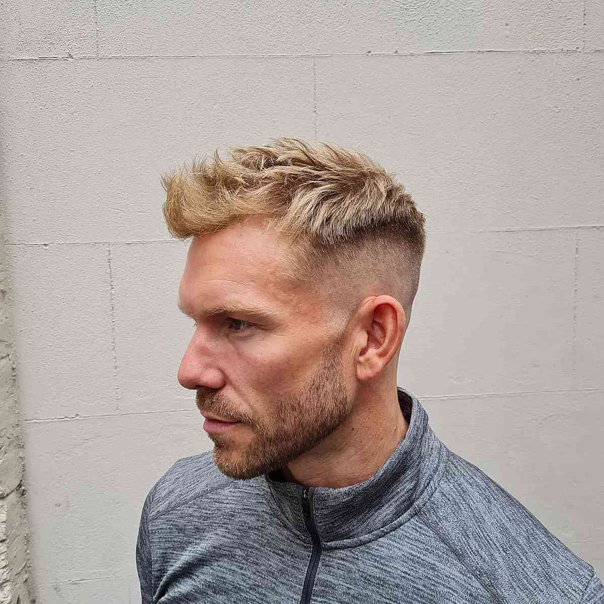 Blonde Spiky Top with a Skin Fade for Men