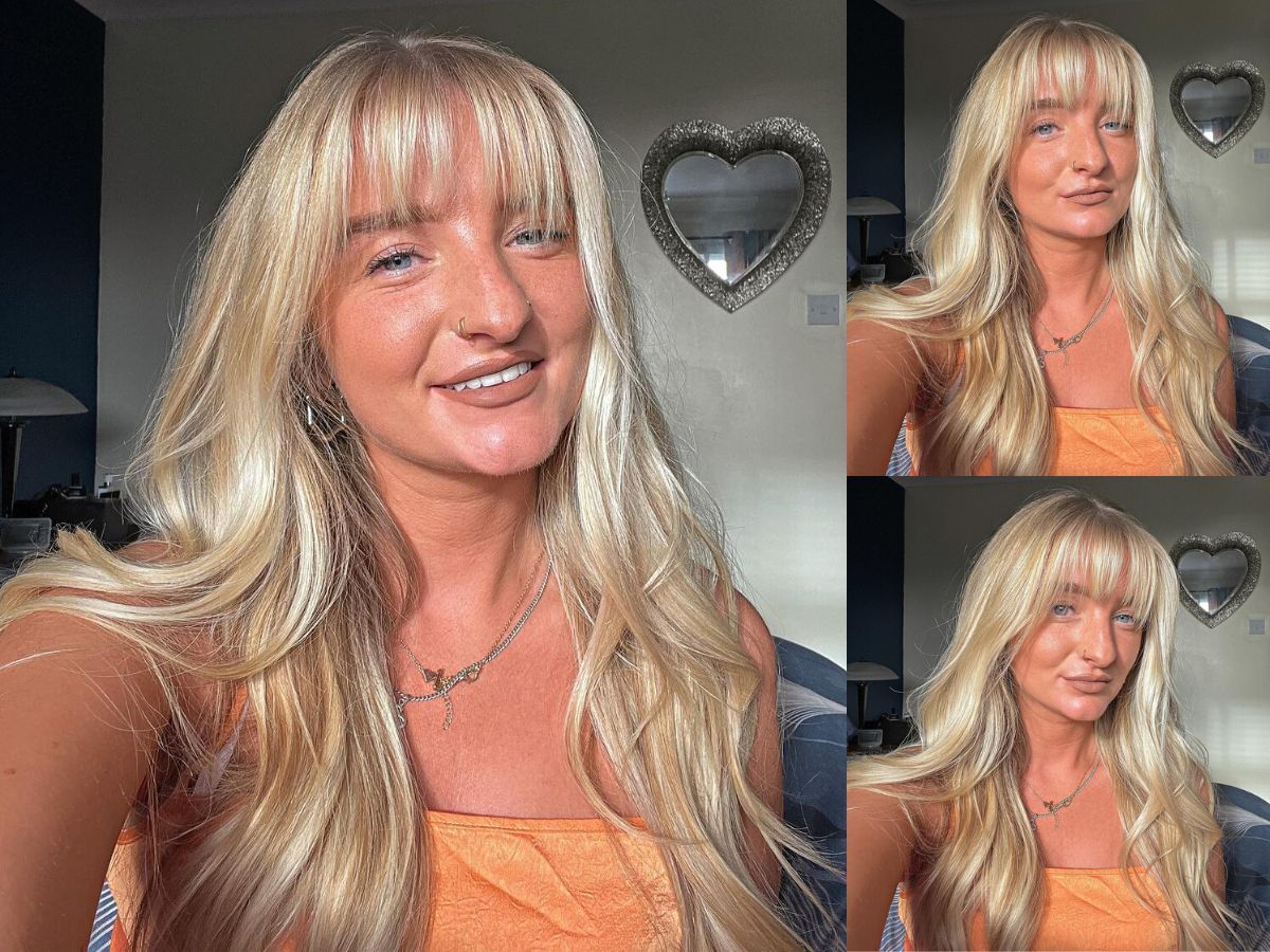 Long Blonde Subtle Layers with Arched waterfall Bangs