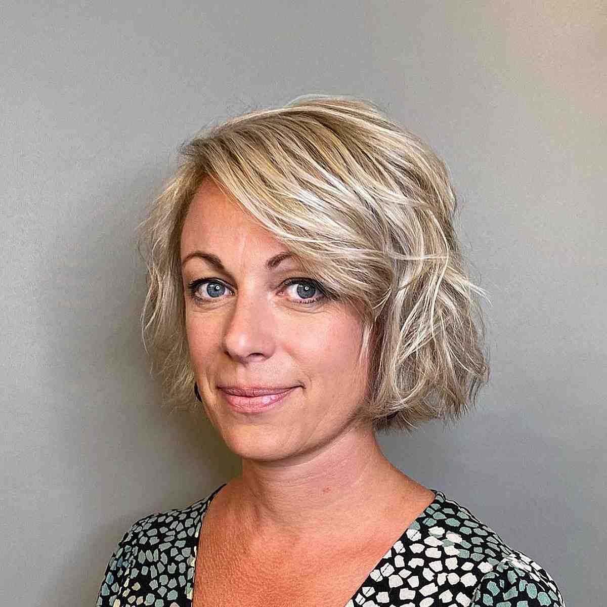 Blonde Textured Bob with Side Bangs