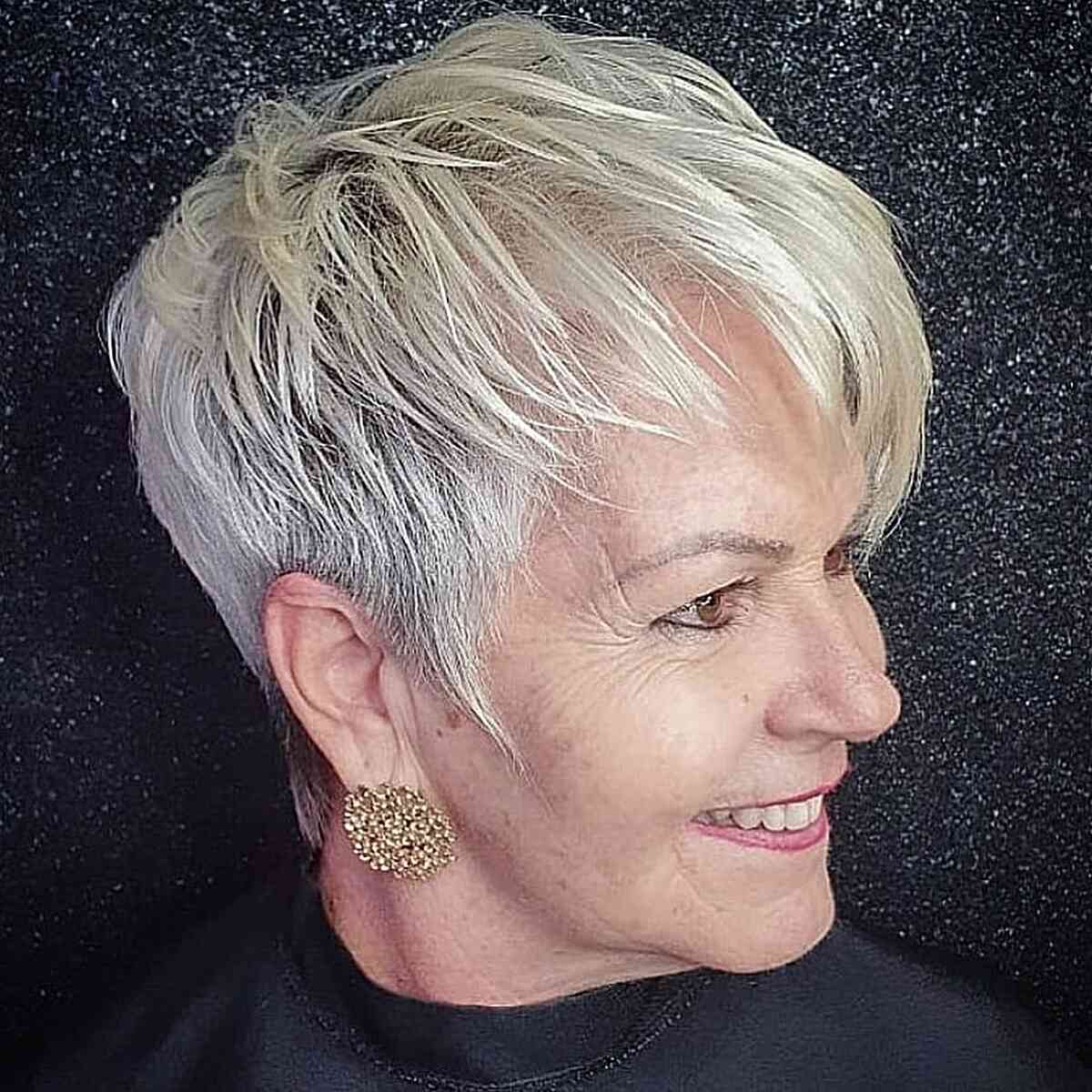 Blonde Textured Pixie Style for Old Women with Fine Hair