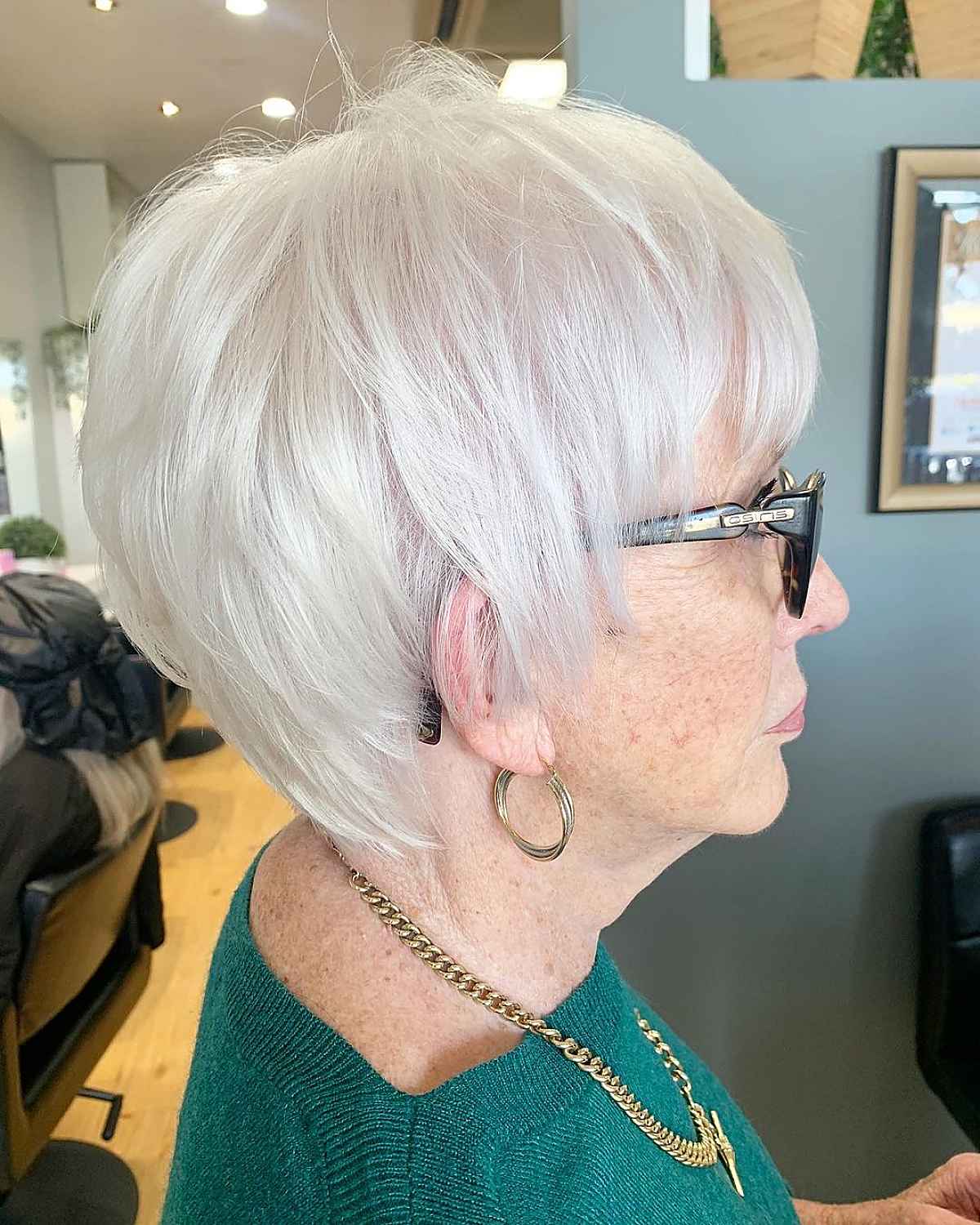 blow-out bob for older women with thin hair