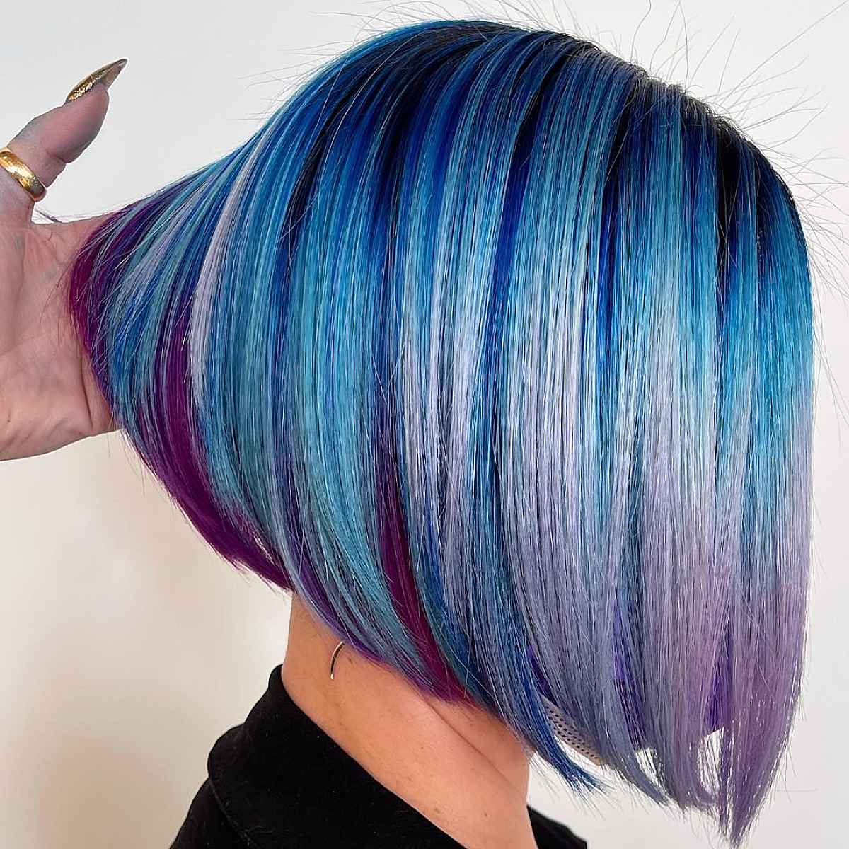 Blue and Purple Color Melt with Shadow Root