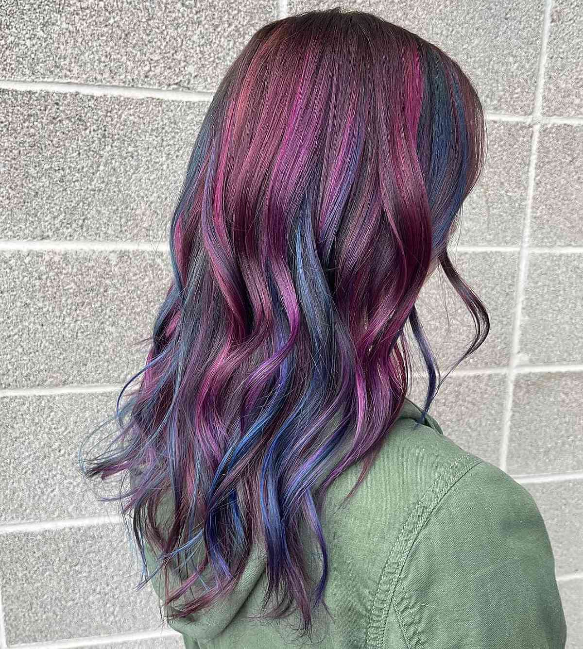 Blue and Red-Purple Hairstyle