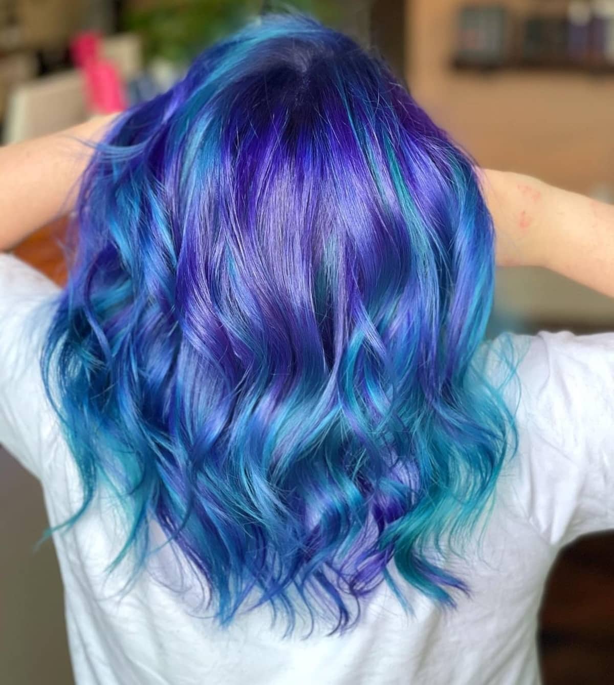 Blue and teal rainbow hair