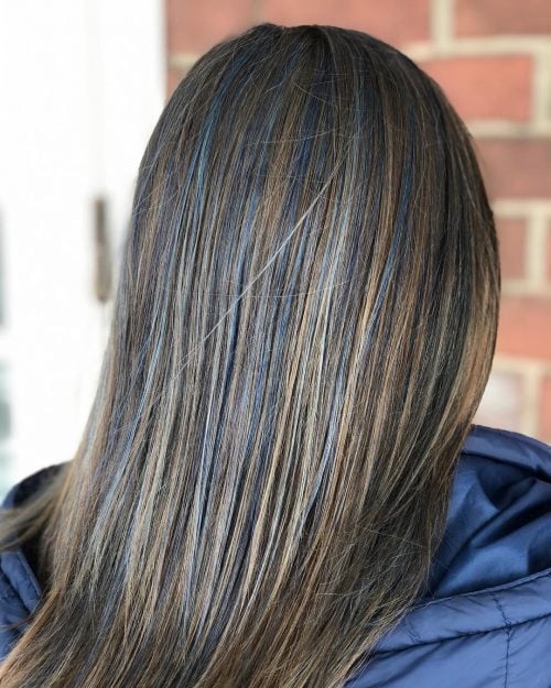 Blue Highlights in Brown Hair