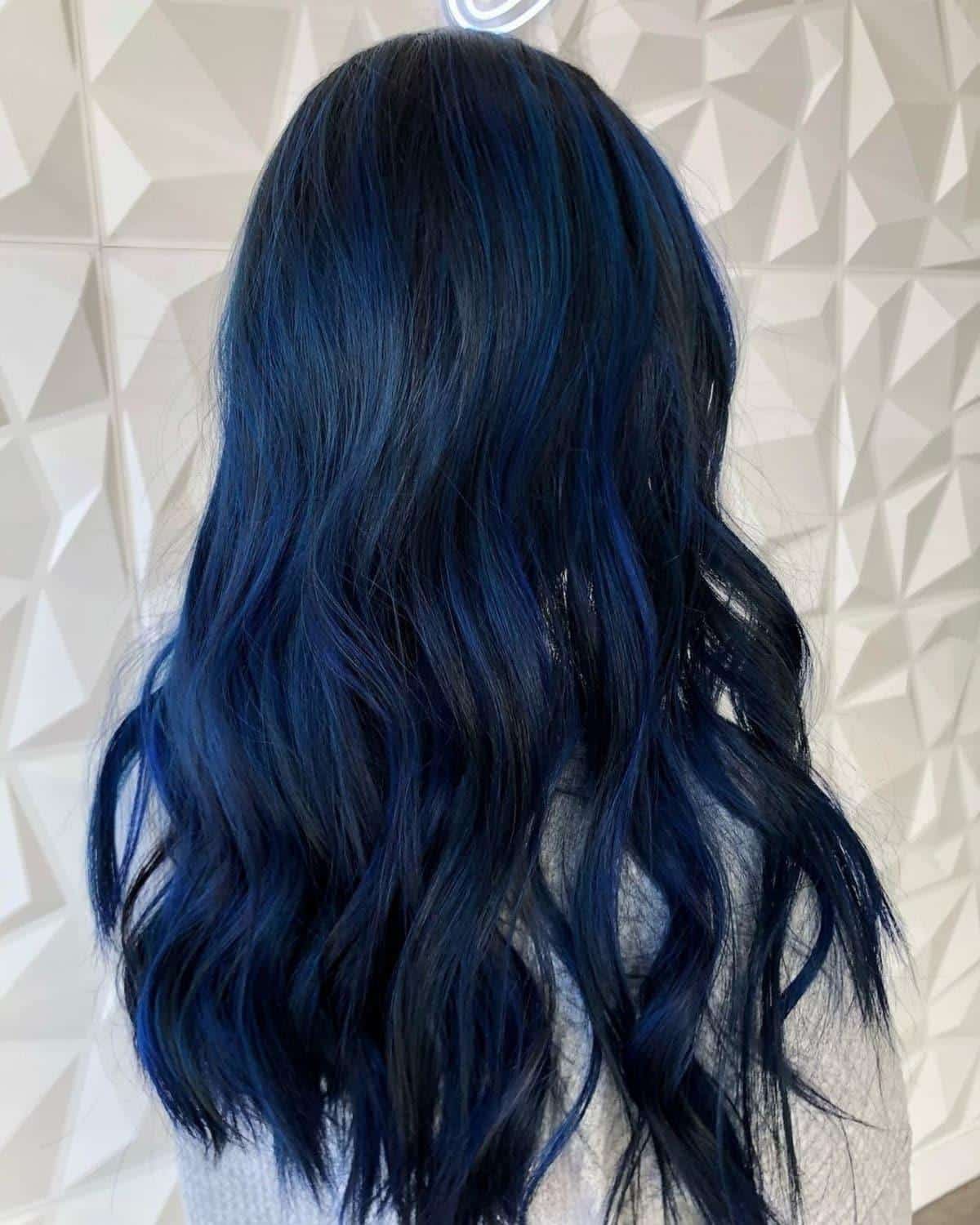 Bold Blue highlights on dark hair