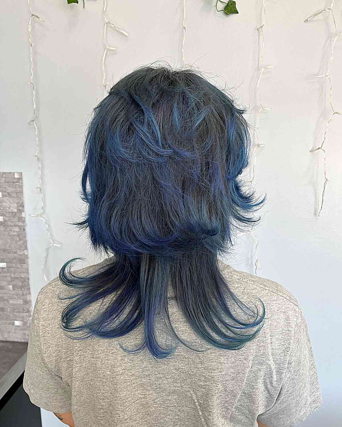 Mid-Length Blue Jellyfish Hair with Messy Layers