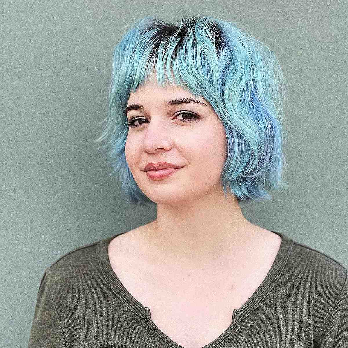 blue pastel on short hair