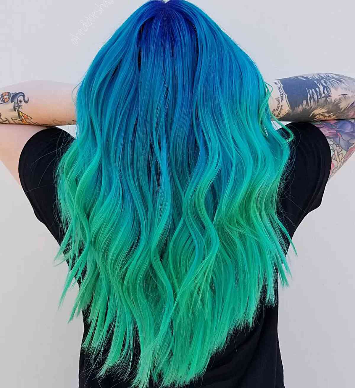 Blue to Green Ombre hair color