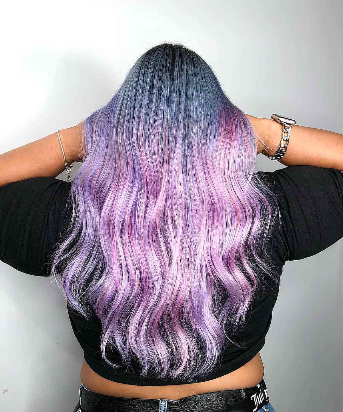 Blue to Pink Ombre for Long Hair