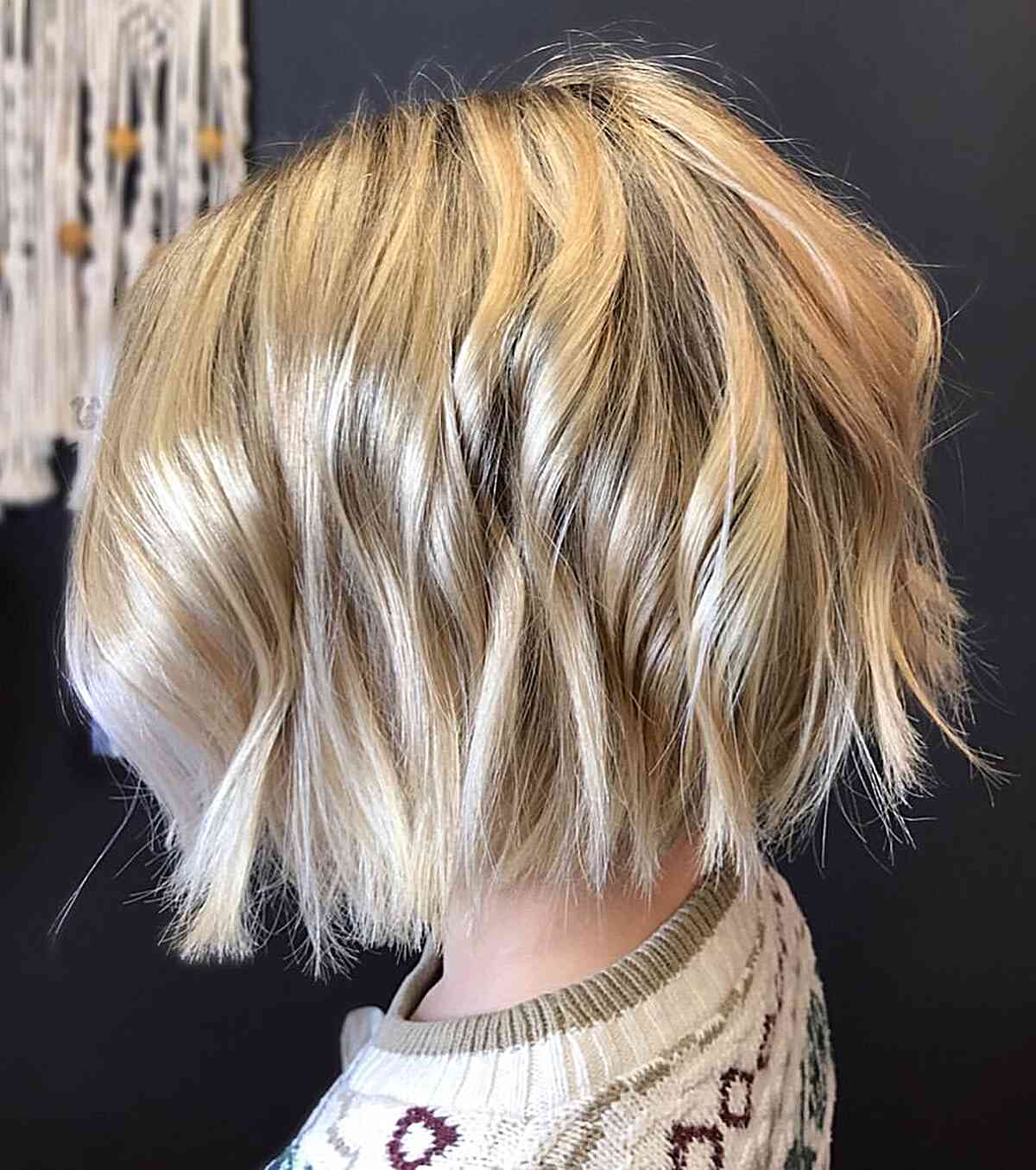 Neck-Grazing Blunt Blonde Bob with Shattered Textured Ends