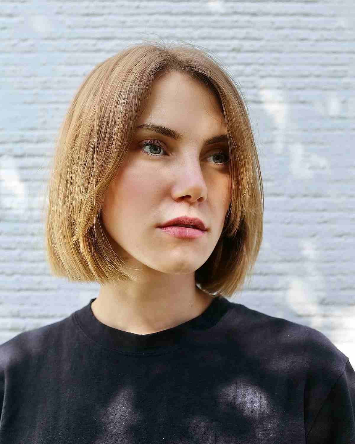 Alluring Blunt Bob with a Subtle Side Part for Long Faces