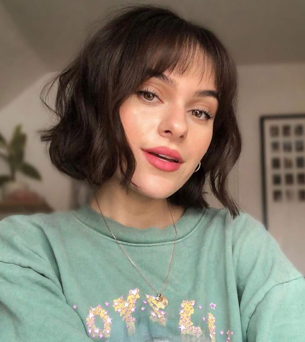 Blunt Bob with Bangs for Wavy Hair