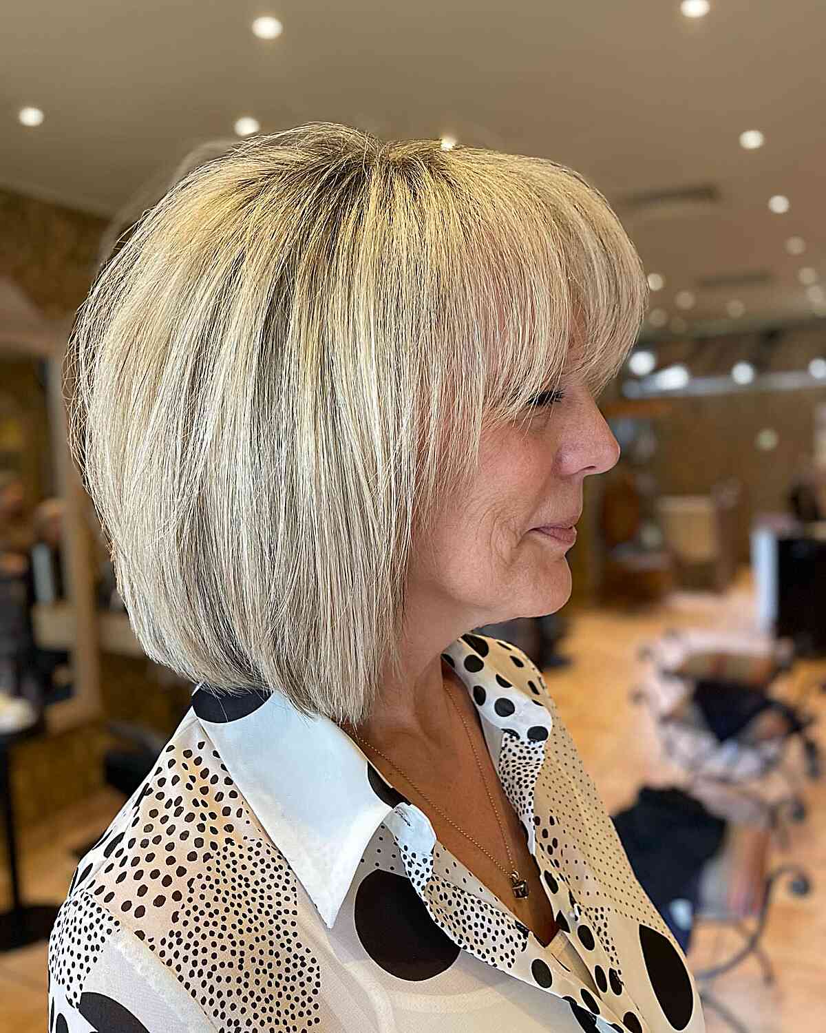 Blunt Bob with Fringe and Texture for older ladies with short hair