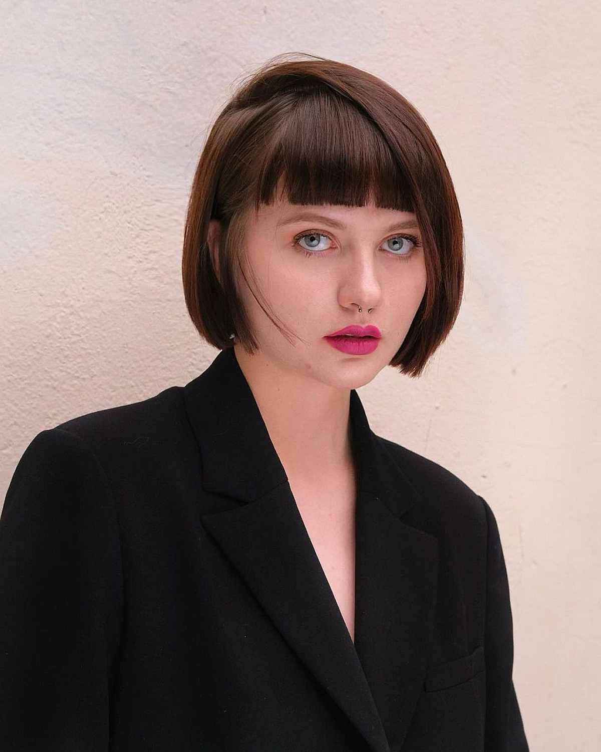 Blunt Jaw-Length Bob with Straight-Across Bangs