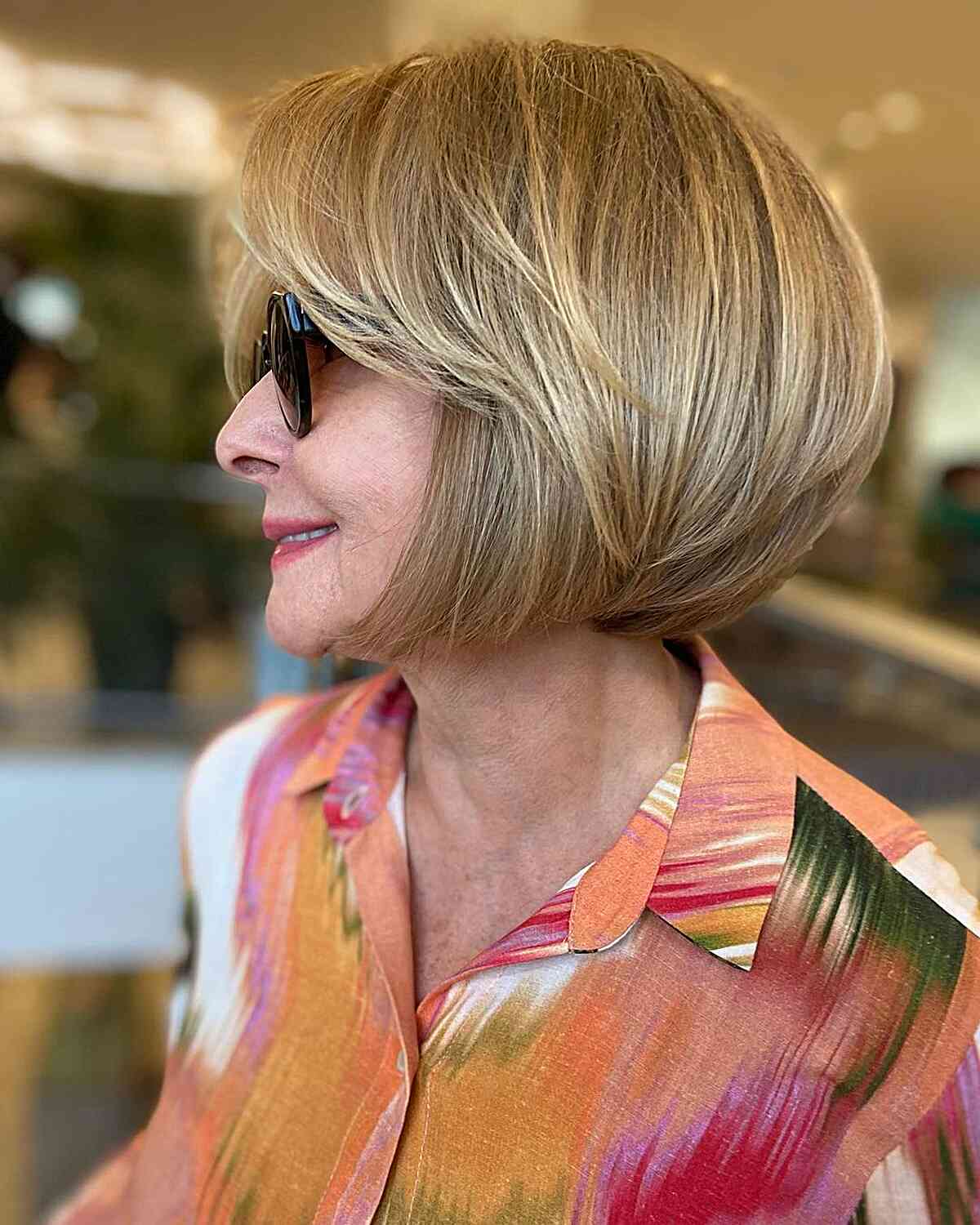 Bob Cut with Feminine Visible Layers for Ladies Aged 60 with short hair
