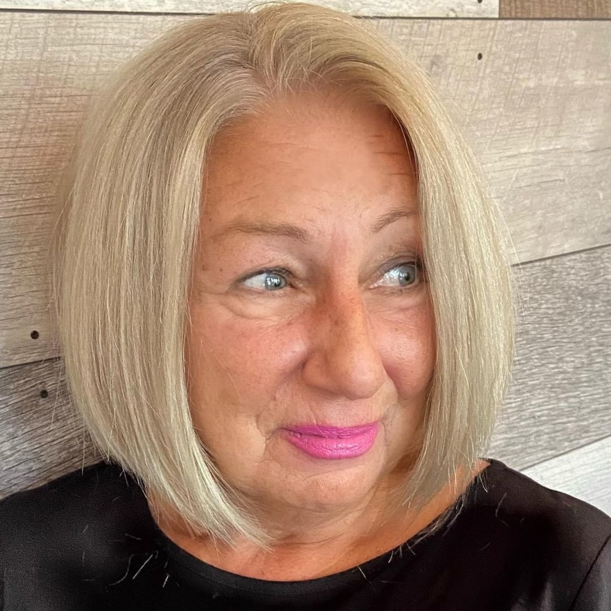 Bob for women over 60 with straight hair and round face