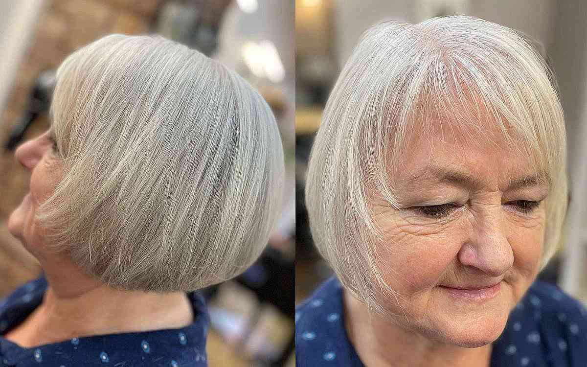 Bob with Face-Framing Wispy Layers for 70-Year-Olds