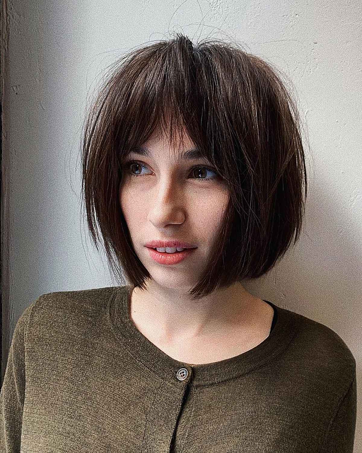 Bob with Layers and Curtain Bangs