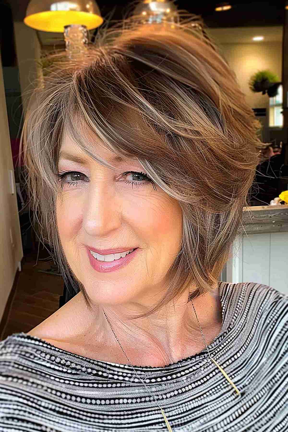 Bob with Side-Swept Bangs for Ladies Passed Sixty