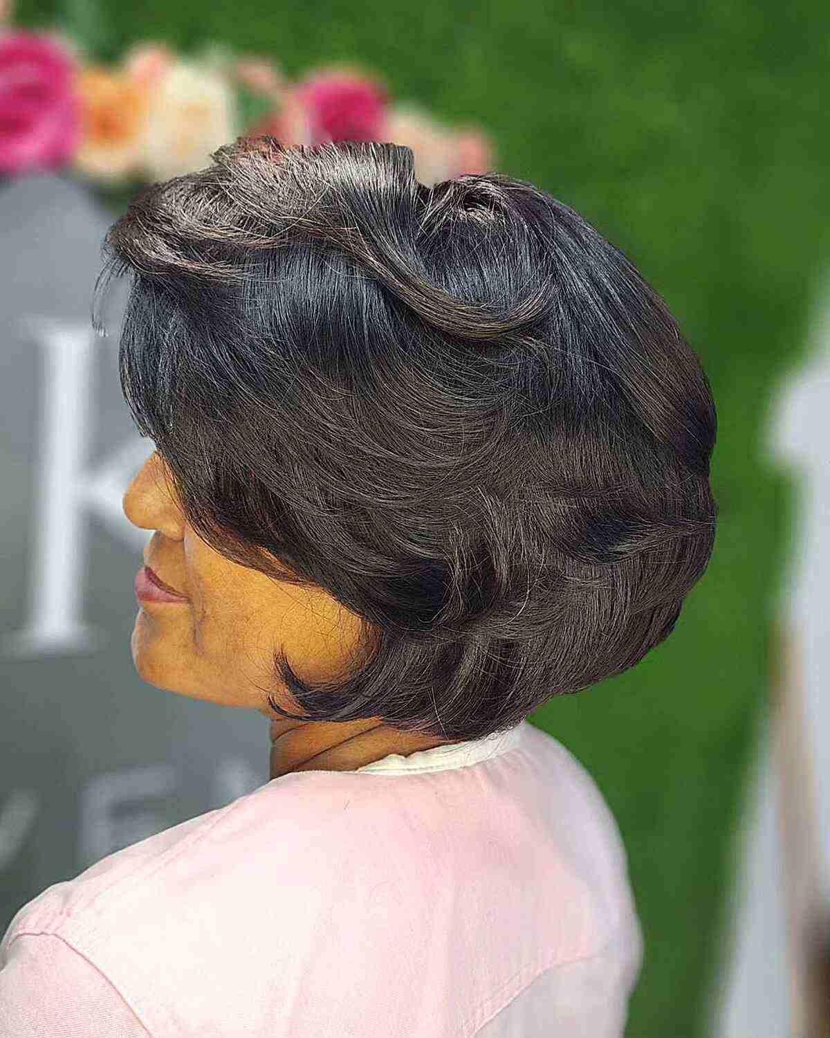 Jaw-Length Bobbed Dark Hair with Bouncy Short Layers