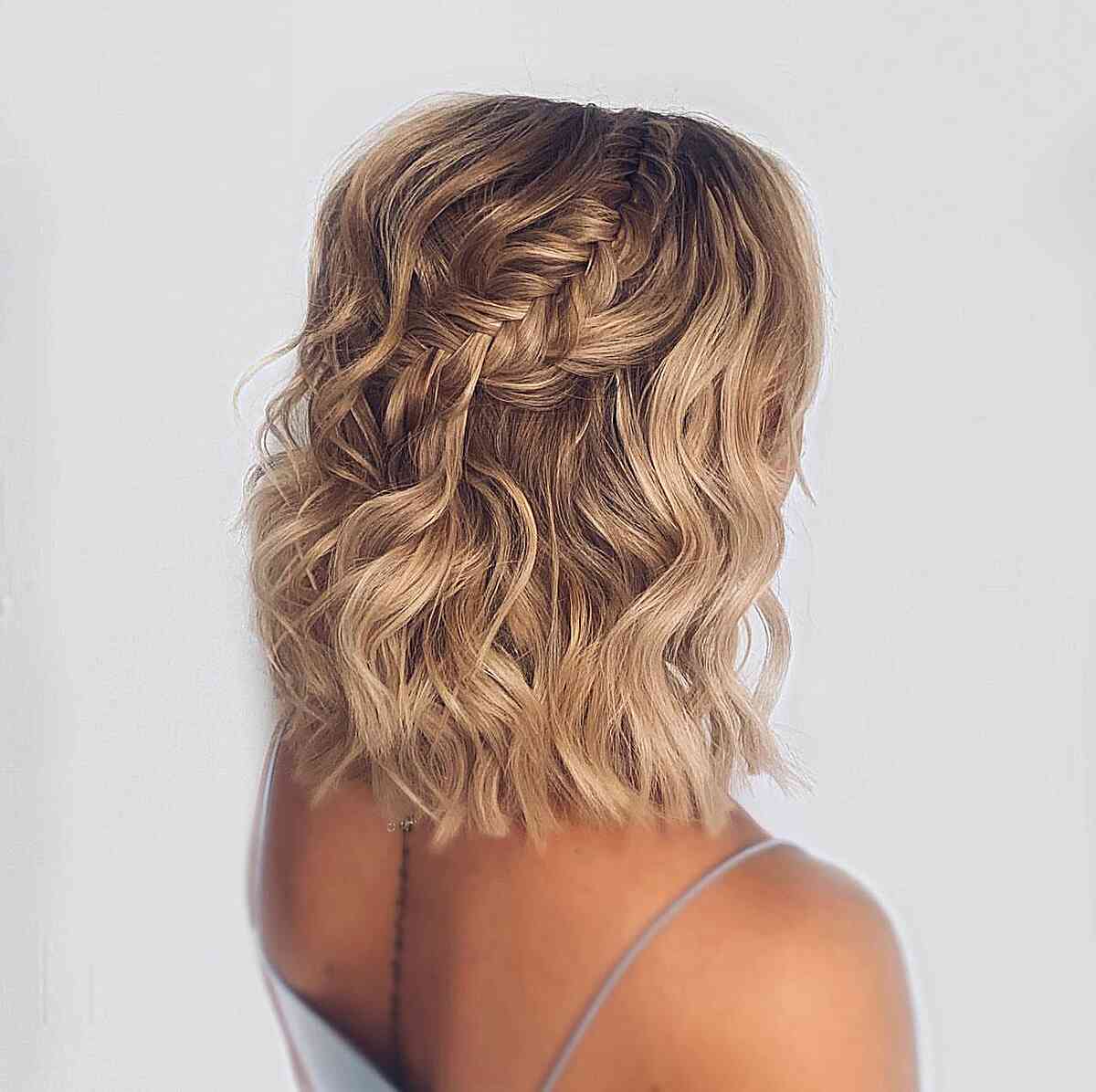 Picture of a boho inspired braid shoulder length hair