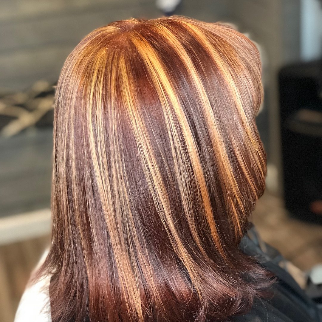Bold Red Hair with Blonde Highlights