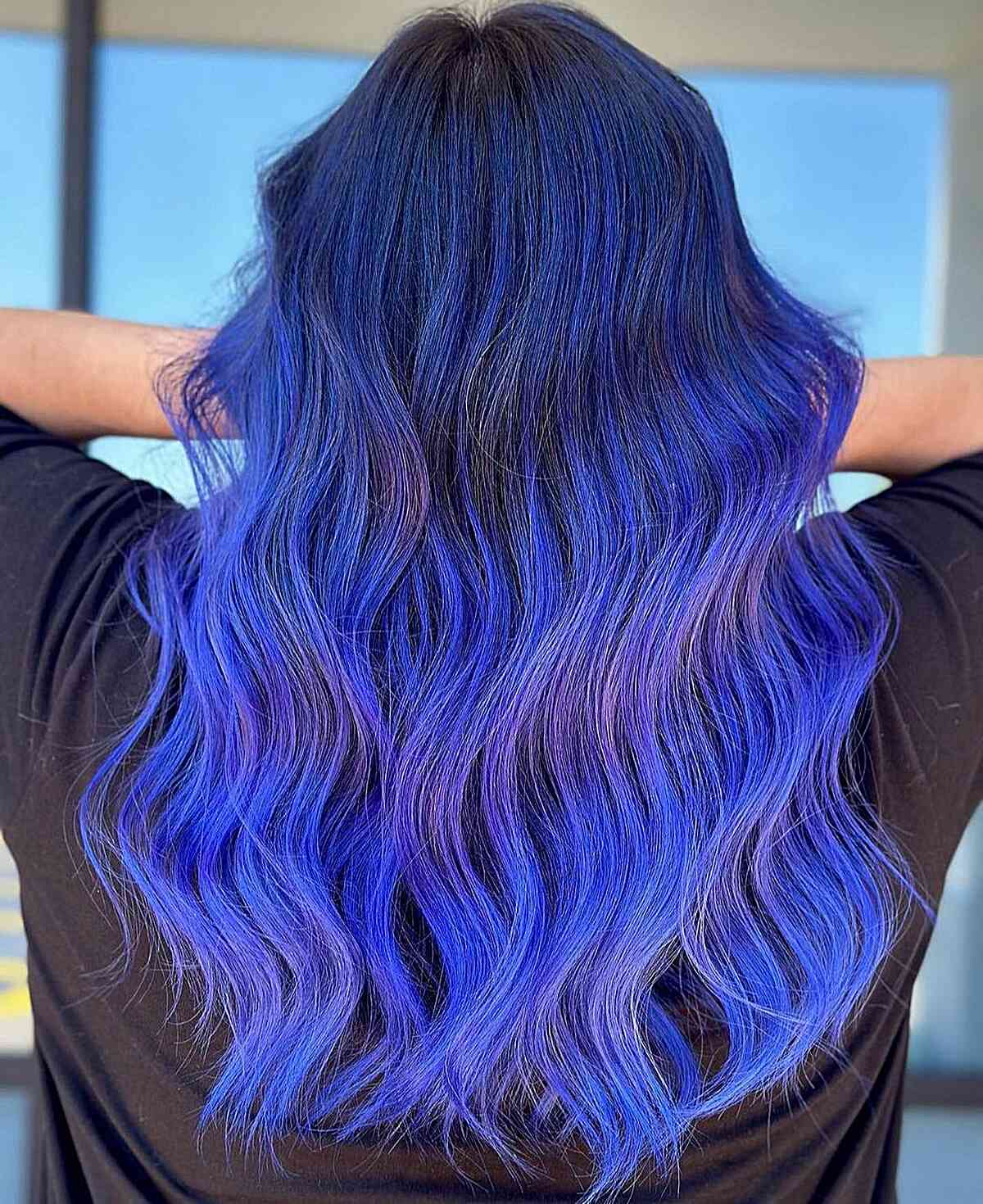 Bold Violet-Blue Balayage Hair Color
