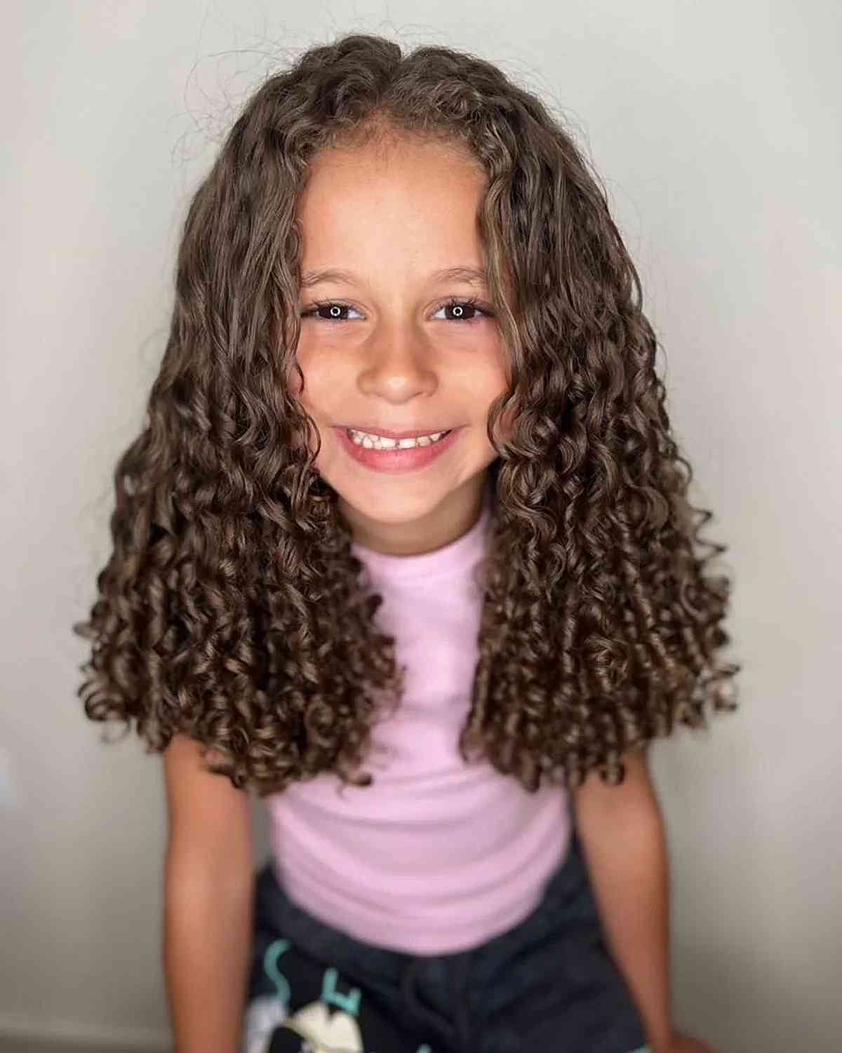 Bouncy Curls with a Middle Part for Little Girls