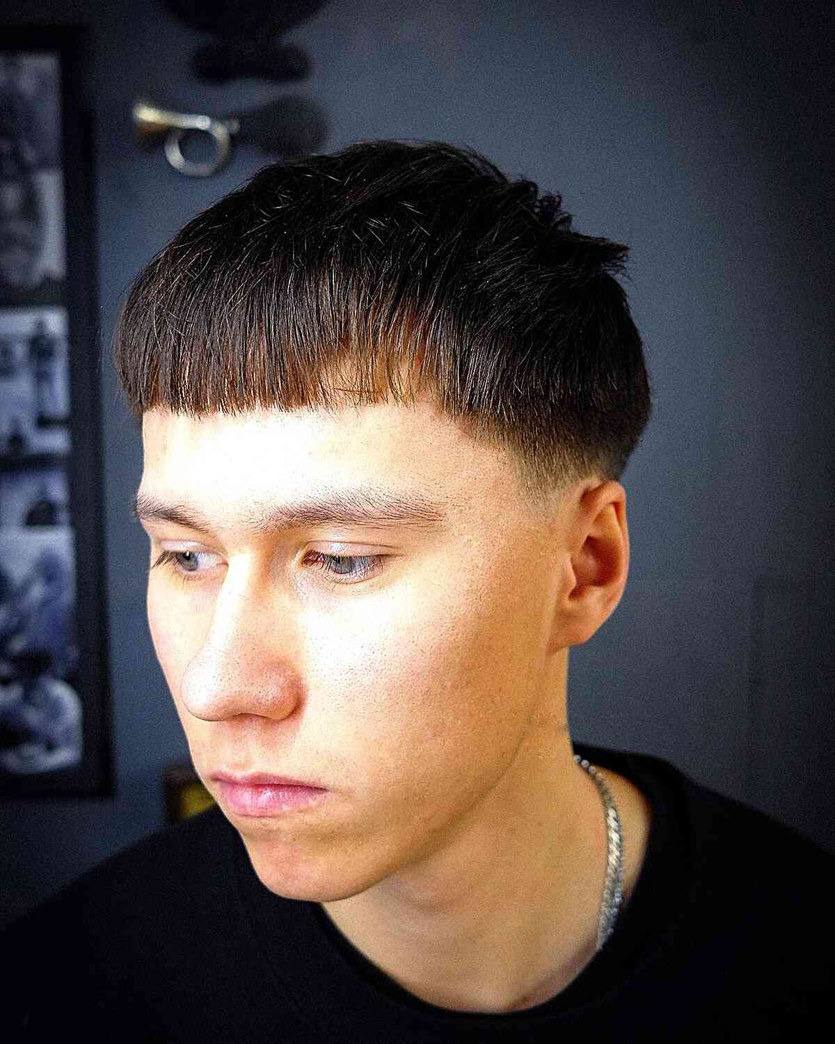 Bowl Edgar Cut with Short Fringe and Sides for Young Men
