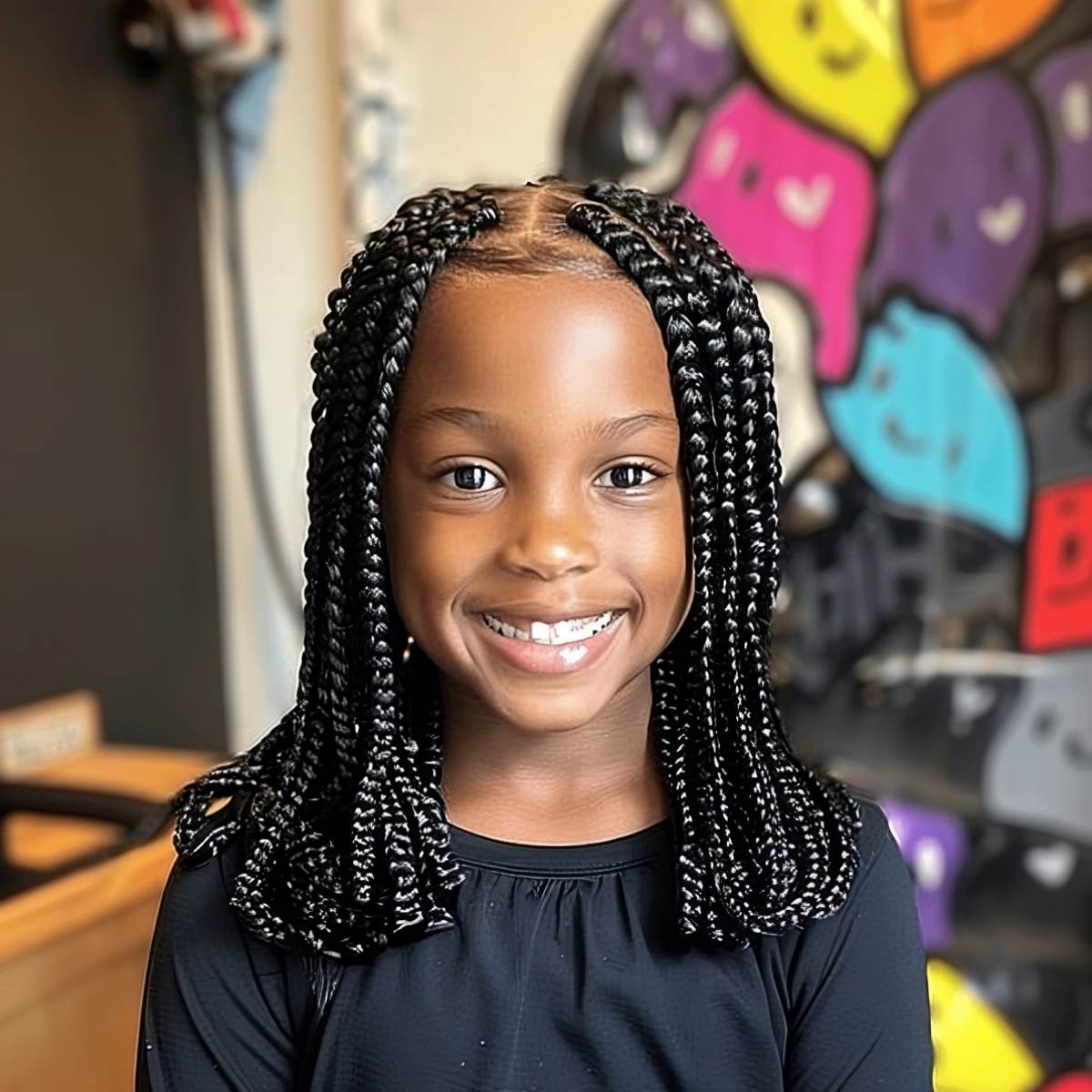 Box Braids for Shoulder-Length Hair on Young Girls