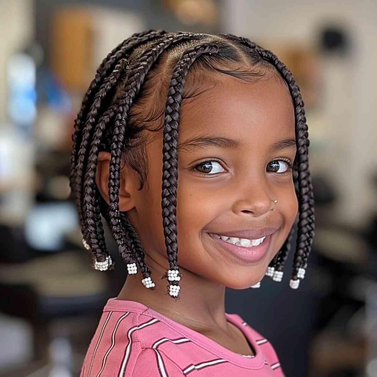 Box Braids with Beads for Kids