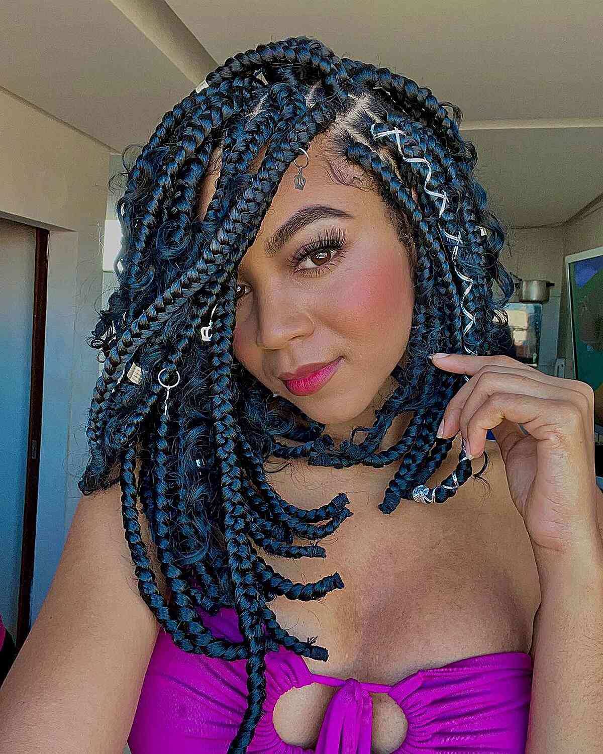 Box Braids with Cuffs and Strings
