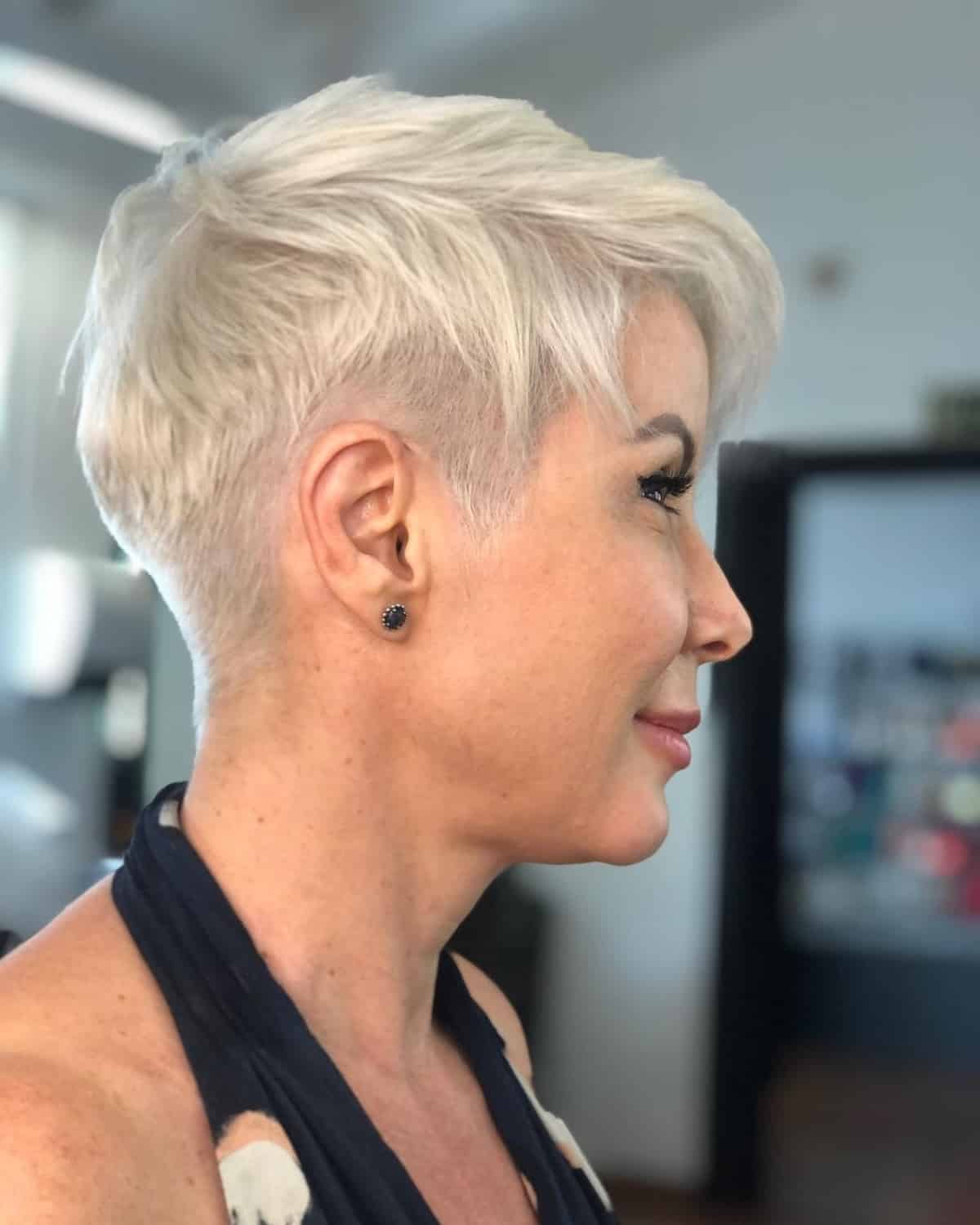 Boyish tapered pixie cut for thick hair