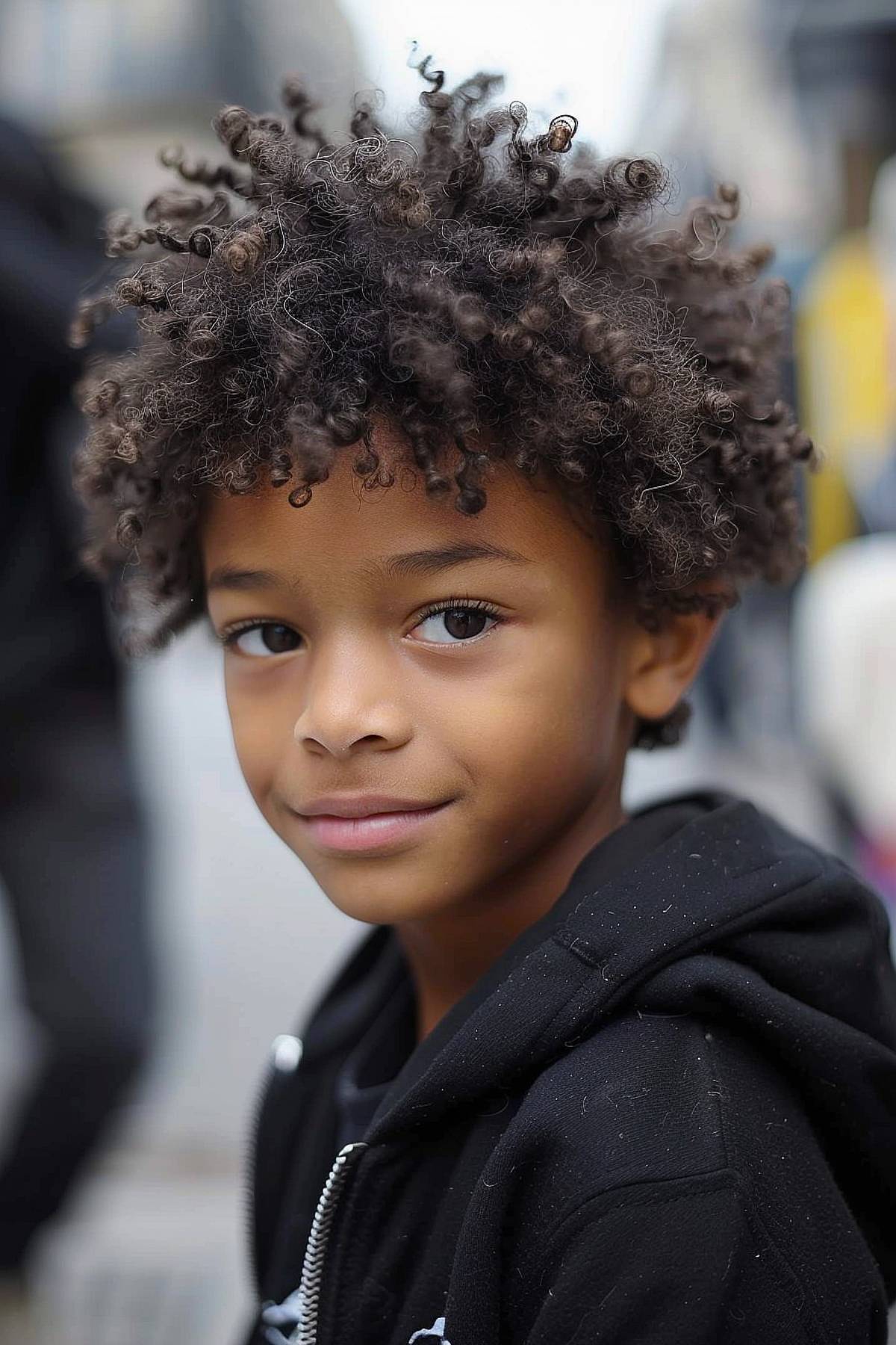 Curly afro haircut for boys with natural texture