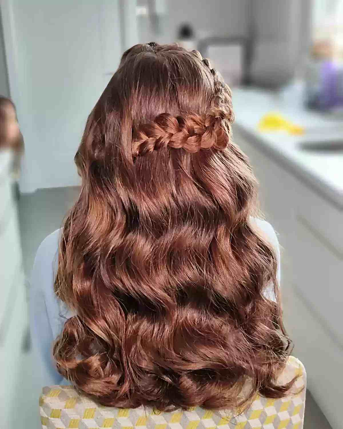 Braid adorned side pony prom long hairstyle