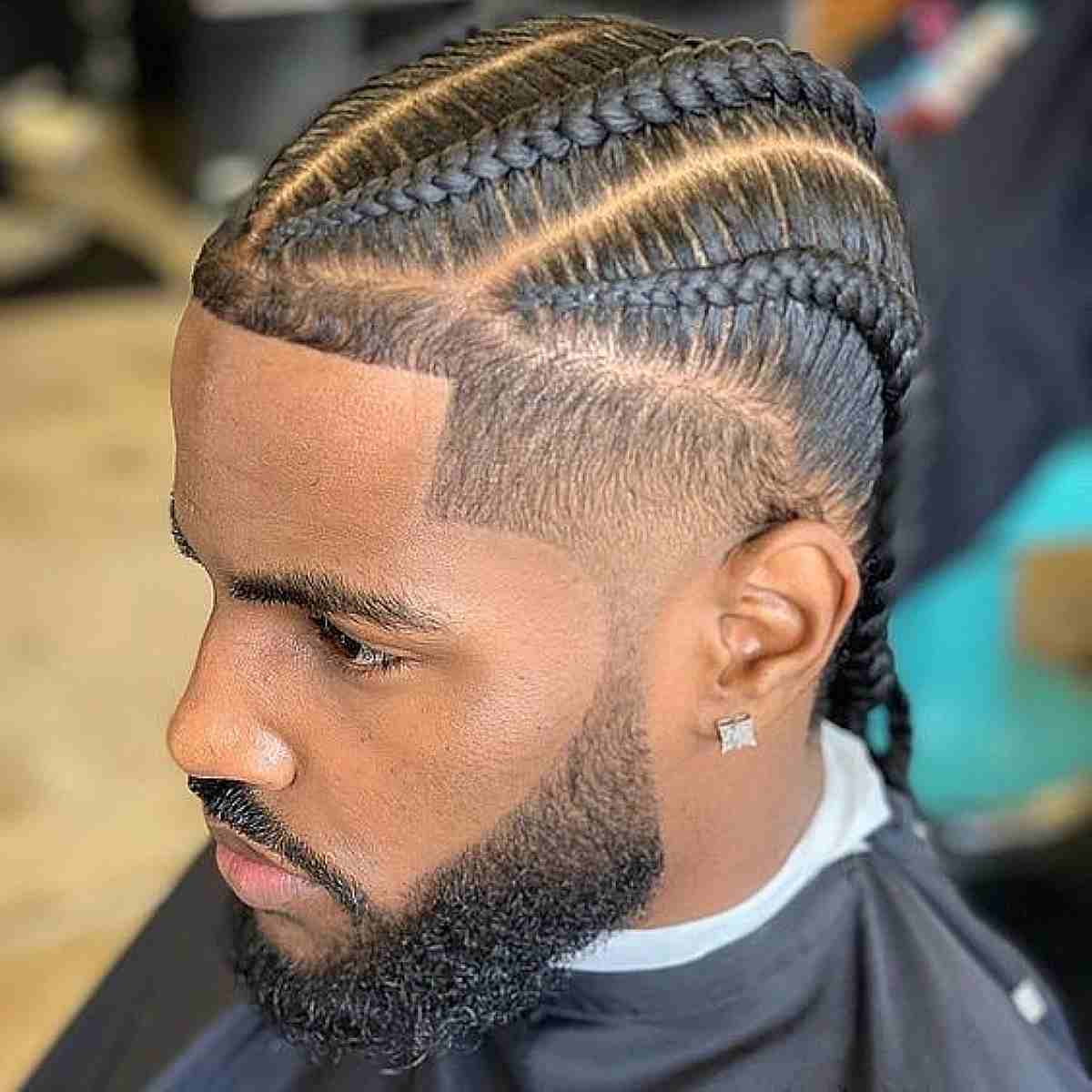 Braided and tapered hair