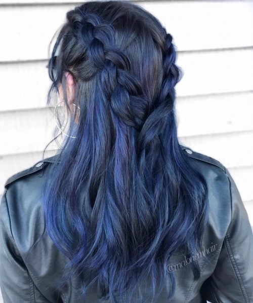 Simply braided blue black hair