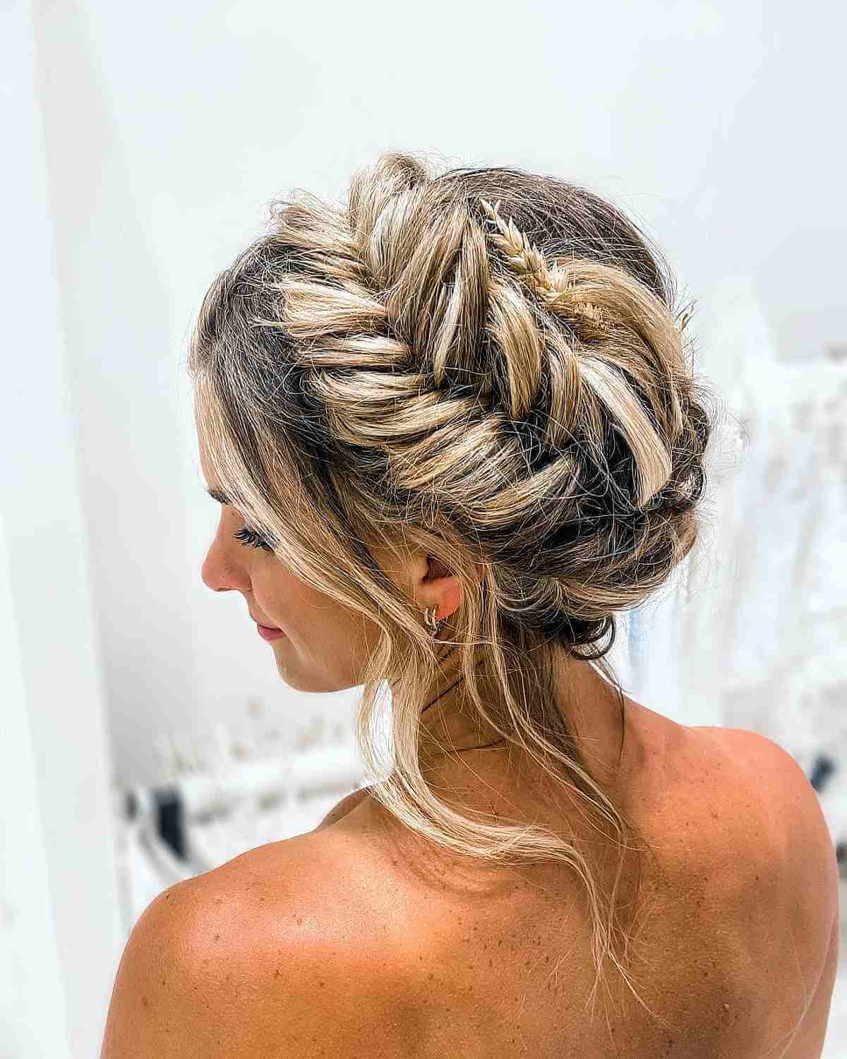 Braided fishtail updo hairstyle